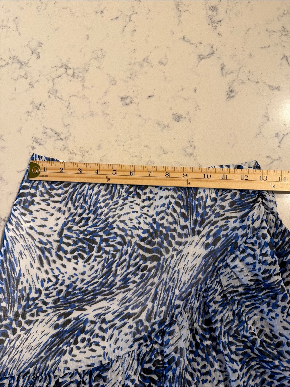 NWT Express Tiered Ruffle Chiffon Mini Skirt Blue Print Size 2 - Picture 3 of 8